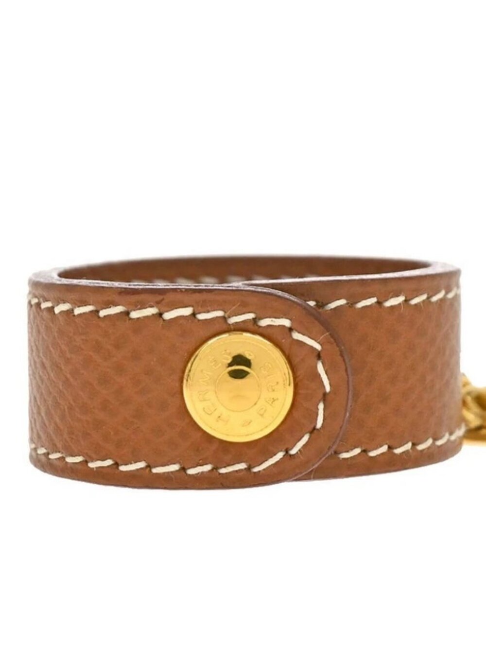 Hermes Gold Courchevel Nomad Key Chain Glove Holder Clip Small Good 179395